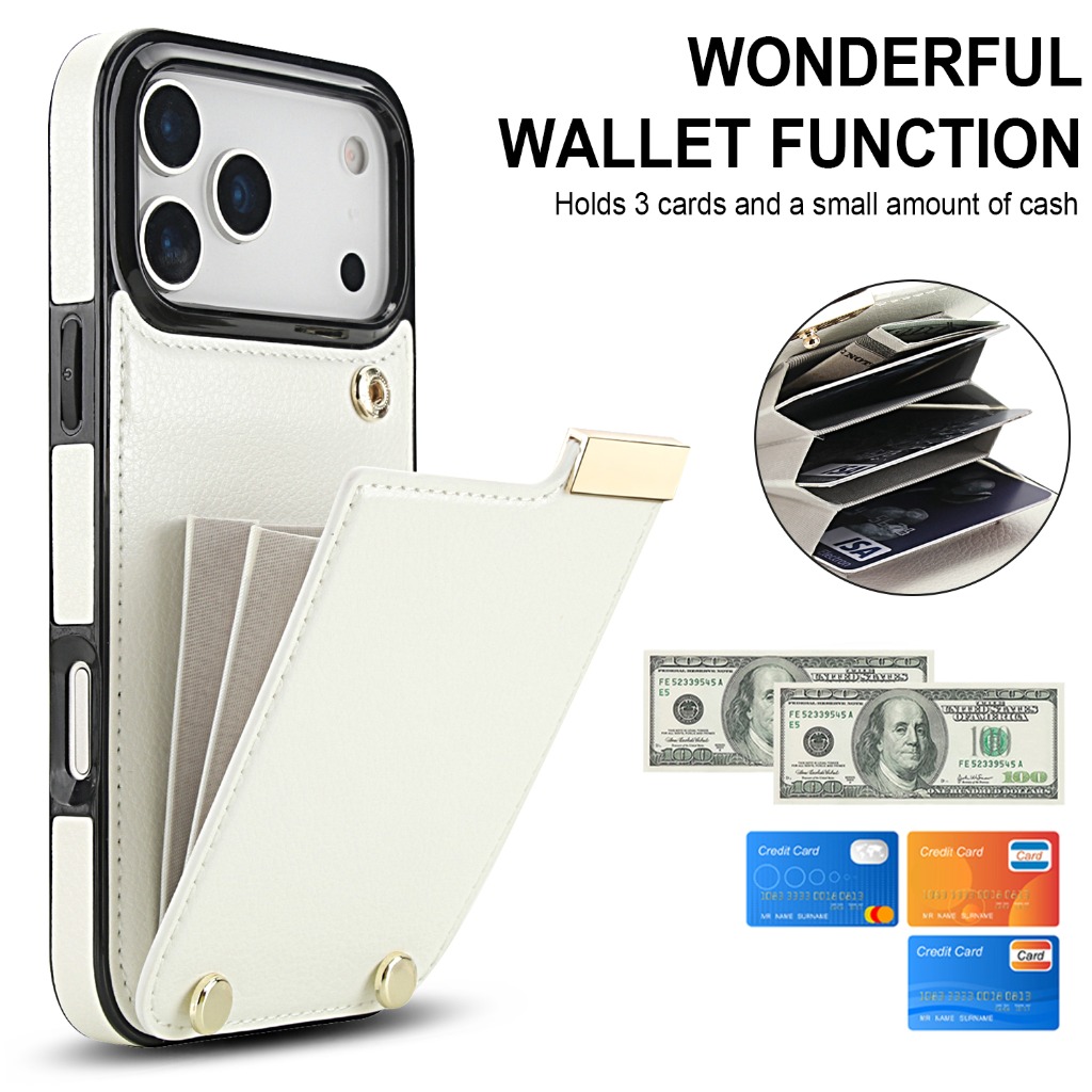 아이폰 17 프로 맥스 에어 17e 16e 15 14  - Leather Wallet Card Holder Phone Cover 리뷰 및 가격