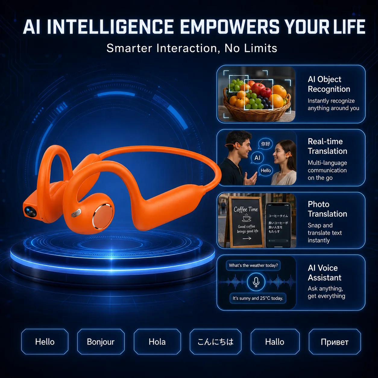 AI 스마트 카메라, 블루투스 번역 이어폰, 8MP H - Earphones 리뷰 및 가격