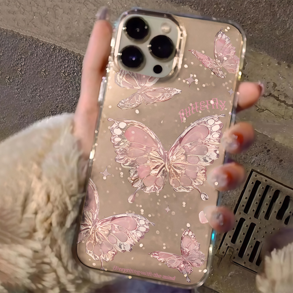 핑크 나비 클리어 글리터 폰 케이스 아이폰 17 13  - Clear Shockproof Bumper Case 리뷰 및 가격
