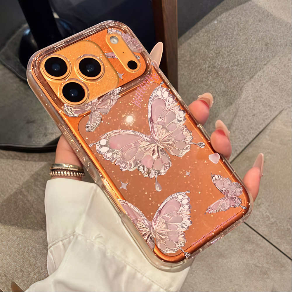 핑크 나비 클리어 글리터 폰 케이스 아이폰 17 13  - Clear Shockproof Bumper Case 리뷰 및 가격